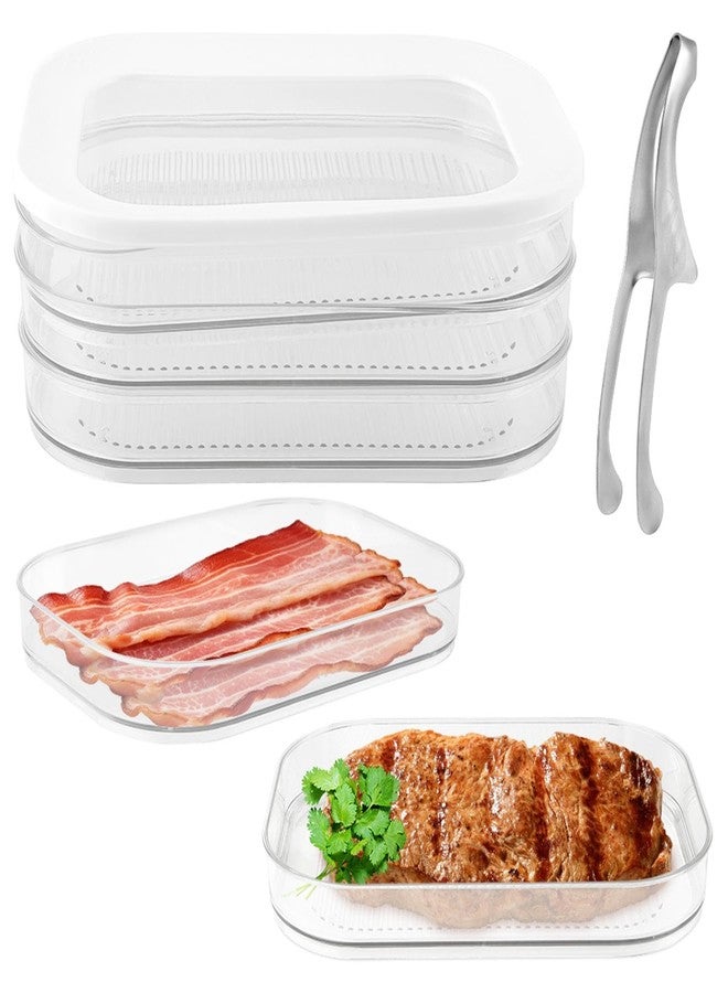 Kazheon Deli Meat Container for Fridge Stackable Bacon Cheese Container,3-Layer Cold Cuts Storage Containers Transparent Food Storage Boxes For Lunch Meat,Salami(Transparent,Size:3.35*6.3*8.86inch) - Image 1